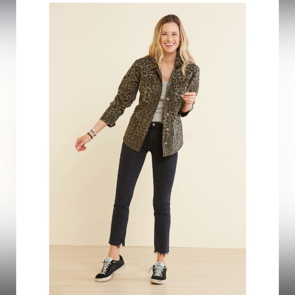 NWT Good American Leopard Print Utility Jacket Size M